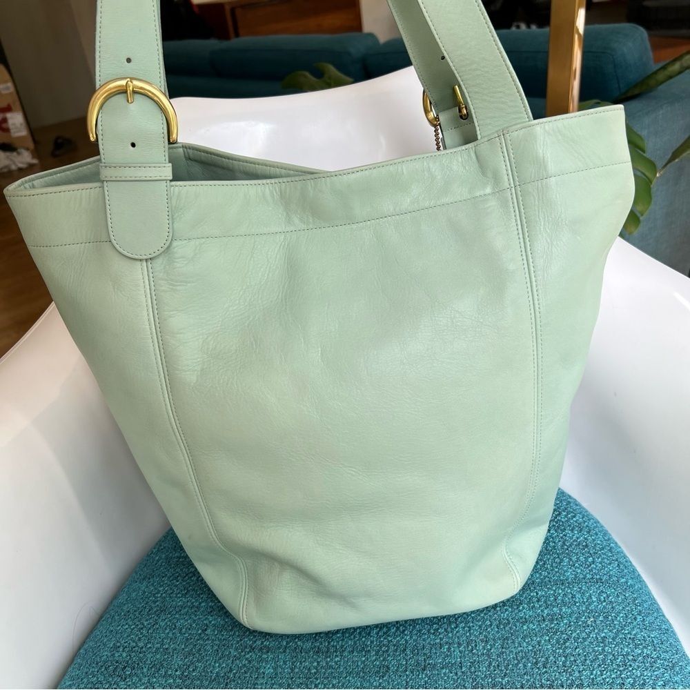 COACH Vintage XL Soho Duffle Tote Shoulder Bag 4082 Aqua Glovetanned Leather USA - Picture 2 of 16